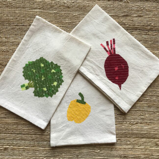 Broccoli, Yellow Pepper, Beetroot Kitchen Towels Set of 3